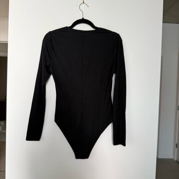 Reformation Avalon Lace Up Bodysuit in Black Size L - Picture 3 of 4